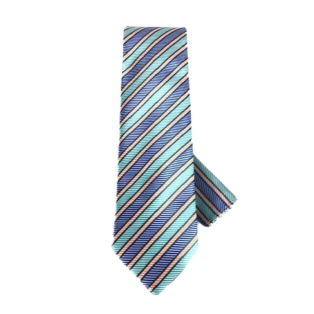 Barcelona Cravatte Men's Tie & Hanky Set Teal Royal Blue Navy Orange White 3"